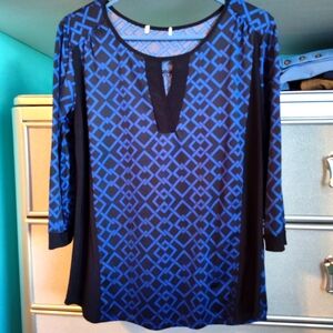 Blue Geometric Women's Top